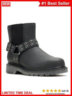Full Grain Leather Ankle Motorcycle Boots with Harness Detail